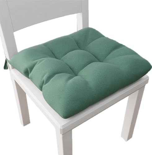 PETTI Artigiani Italiani - Kissen für Küchenstühle 4-Punkte-Set mit 6 Stück, Stuhlkissen aus Baumwolle mit Bändern 40 x 40 cm – 6er-Set einfarbig grün 100% Made in Italy von PETTI Artigiani Italiani