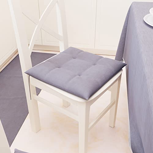 PETTI Artigiani Italiani - Kissen für Küchenstühle 4-Punkte-Set mit 6 Stück, Stuhlkissen aus Baumwolle mit Bändern 40 x 40 cm – Set mit 6 einfarbigen Designs, rauchgrau, 100% hergestellt in Italien. von PETTI Artigiani Italiani