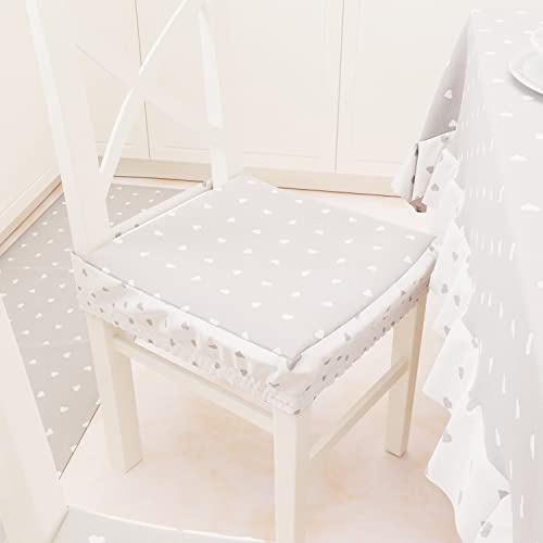 PETTI Artigiani Italiani - Kissen für Küchenstühle mit Gummiband, 2 Stück, Stuhlkissen aus Baumwolle mit Gummizug 40 x 40 cm – 2er-Set Herzen grau 100% Made in Italy von PETTI Artigiani Italiani