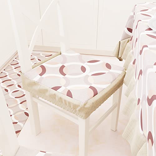 PETTI Artigiani Italiani - Kissen für Küchenstühle mit Gummizug 2 Stück, Stuhlkissen aus Baumwolle mit Gummizug 40 x 40 cm – 2er-Set Design Kreis beige 100% Made in Italy von PETTI Artigiani Italiani
