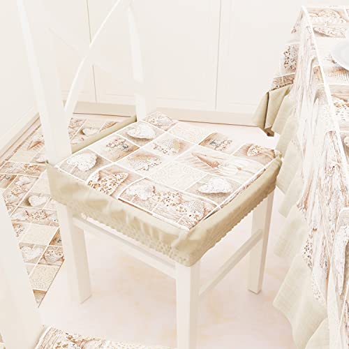 PETTI Artigiani Italiani - Kissen für Küchenstühle mit Gummizug 2 Stück, Stuhlkissen aus Baumwolle mit Gummizug 40 x 40 cm – 2er-Set Design Lidia Beige 100% Made in Italy von PETTI Artigiani Italiani