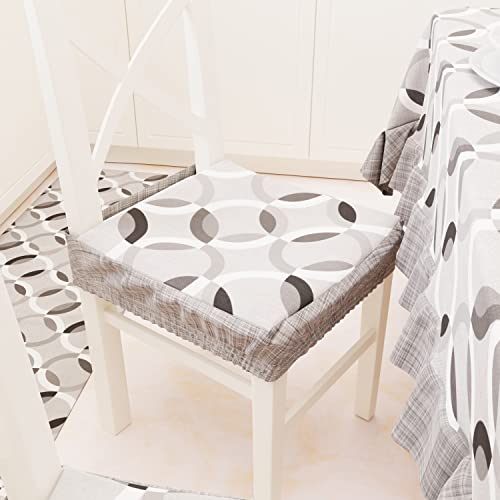PETTI Artigiani Italiani - Kissen für Küchenstühle mit Gummizug 2 Stück, Stuhlkissen aus Baumwolle mit Gummizug 40 x 40 cm – 2er-Set Design grau 100% Made in Italy von PETTI Artigiani Italiani