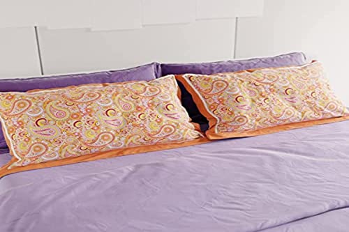 PETTI Artigiani Italiani - Kissenbezüge für Bett, 1 Paar Kissenbezüge 50 x 80 cm, Kissenbezug, Kissenbezüge aus hypoallergener Mikrofaser, hergestellt in Italien, Kissenbezüge Paisley Orange von PETTI Artigiani Italiani