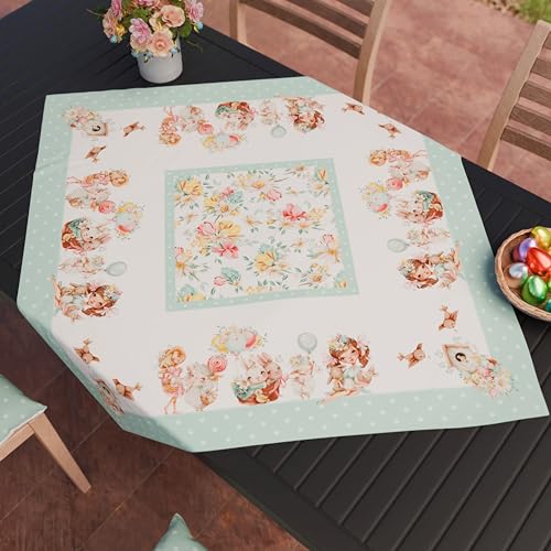 PETTI Artigiani Italiani - Ostern Mitteldecke, Modernes Digitaldruck-Table Runner, 100% Made in Italy, Mikrofaser, Pastel Pink, Yellow, Green, Ostern Frühling von PETTI Artigiani Italiani