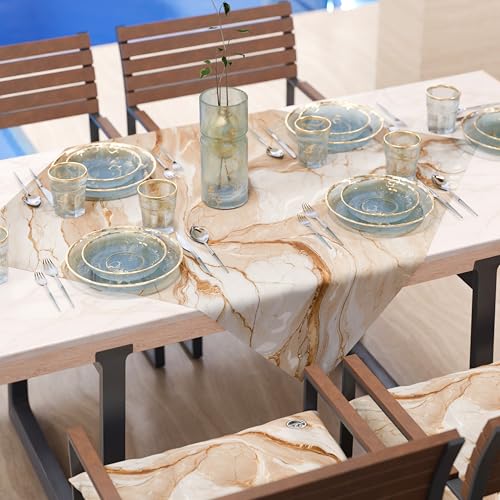PETTI Artigiani Italiani - Moderne Tischdecke mit Marmor-Effekt, Beige, Mitteldecke für die Küche, 90 x 90 cm, 100% Made in Italy von PETTI Artigiani Italiani