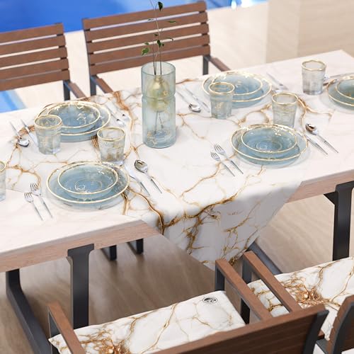 PETTI Artigiani Italiani - Moderne Tischdecke mit weißem Marmoreffekt, Mitteldecke für die Küche, 90 x 90 cm, 100% Made in Italy von PETTI Artigiani Italiani