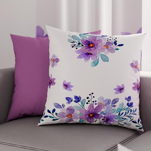 PETTI Artigiani Italiani - Paar Kissenbezüge 40 x 40 cm aus Mikrofaser, Dekokissen für Schlafzimmer, Sofa, Wohnzimmer, Set mit 2 Kissenbezügen, Blumenmuster, Violett, 100% Made in Italy PETTI Artigiani Italiani - Paar Kissenbezüge 40 x 40 cm aus Mikrofaser, Dekokissen für Schlafzimmer, Sofa, Wohnzimmer, Set mit 2 Kissenbezügen, Blumenmuster, Violett, 100% Made in Italy von PETTI Artigiani Italiani