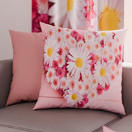 PETTI Artigiani Italiani - Paar Kissenbezüge 60 x 60 cm aus Mikrofaser, Dekokissen für Schlafzimmer, Sofa, Wohnzimmer, Set mit 2 Kissenbezügen, rosa Blumenmuster, 100% Made in Italy PETTI Artigiani Italiani - Paar Kissenbezüge 60 x 60 cm aus Mikrofaser, Dekokissen für Schlafzimmer, Sofa, Wohnzimmer, Set mit 2 Kissenbezügen, rosa Blumenmuster, 100% Made in Italy von PETTI Artigiani Italiani