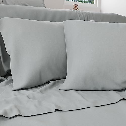 PETTI Artigiani Italiani - Perkal-Bettwäsche, Bettlaken für Doppelbett, Baumwolle, Perkal, Bettwäsche-Set für Doppelbett, graue Bettwäsche 100% Made in Italy von PETTI Artigiani Italiani