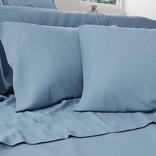 PETTI Artigiani Italiani - Perkal-Bettwäsche, Bettlaken für Doppelbett, Baumwolle, Perkal, Bettwäsche-Set für Doppelbett, hellblau, 100% Made in Italy von PETTI Artigiani Italiani