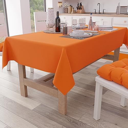 PETTI Artigiani Italiani - Rechteckige Tischdecke, Elegante Tischdecke, einfarbige Baumwoll-Tischdecke, Küchentischdecke, orange Tischdecke X12-Sitzer (140 x 240 cm), 100% Made in Italy von PETTI Artigiani Italiani