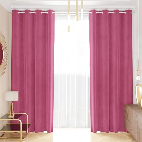 PETTI Artigiani Italiani - Samtvorhänge für den Innenbereich mit Ringen, 2 Stück, 140 x 280 cm, Samtvorhänge für Schlafzimmer und Wohnzimmer, isolierend und modern, Fuchsia, 100% Made in Italy von PETTI Artigiani Italiani