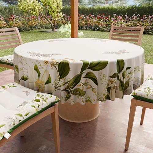 PETTI Artigiani Italiani - Schmutzabweisende runde Tischdecke aus Mikrofaser (Durchmesser 200 cm), Küchentischabdeckung für runden Tisch, Blumenmuster, 100% Made in Italy von PETTI Artigiani Italiani