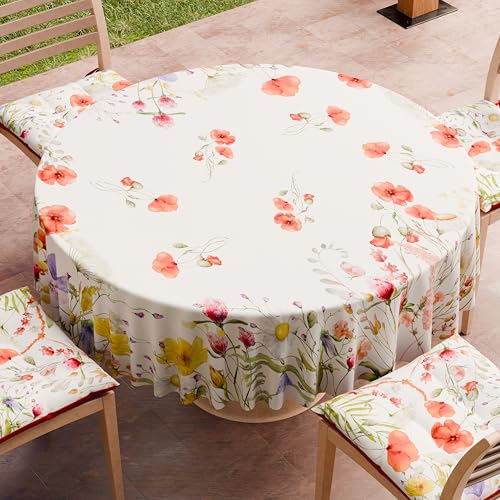 PETTI Artigiani Italiani - Schmutzabweisende runde Tischdecke aus Mikrofaser (Durchmesser 200 cm), Küchentischabdeckung für runden Tisch, Blumenmuster 10, 100% Made in Italy von PETTI Artigiani Italiani