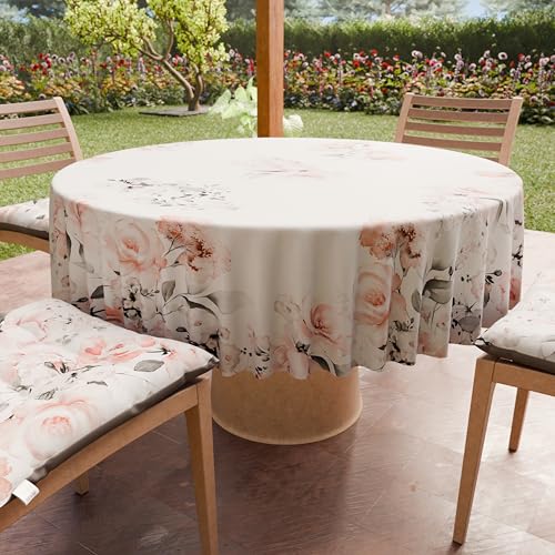 PETTI Artigiani Italiani - Schmutzabweisende runde Tischdecke aus Mikrofaser (Durchmesser 240 cm), Küchentischabdeckung für runden Tisch, Blumenmuster 17, 100% Made in Italy von PETTI Artigiani Italiani