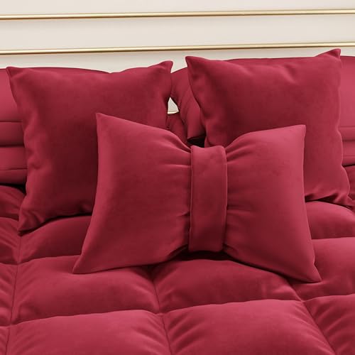 PETTI Artigiani Italiani - Set 2 Sofakissen aus Samt, Sofakissen, Möbelkissen für Sofa und Bett, Abnehmbarer Bezug mit Reißverschluss, Bordeaux 40 x 40 cm, 100% Made in Italy von PETTI Artigiani Italiani