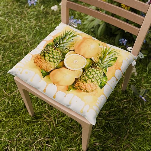 PETTI Artigiani Italiani - Sitzkissen für Küchenstuhl, Set mit 6 Kissen für Stühle, Stuhlbezüge aus Mikrofaser mit Digitaldruck und Bändern, Design Obst Zitronen und Ananas, 100% Made in Italy PETTI Artigiani Italiani - Sitzkissen für Küchenstuhl, Set mit 6 Kissen für Stühle, Stuhlbezüge aus Mikrofaser mit Digitaldruck und Bändern, Design Obst Zitronen und Ananas, 100% Made in Italy von PETTI Artigiani Italiani