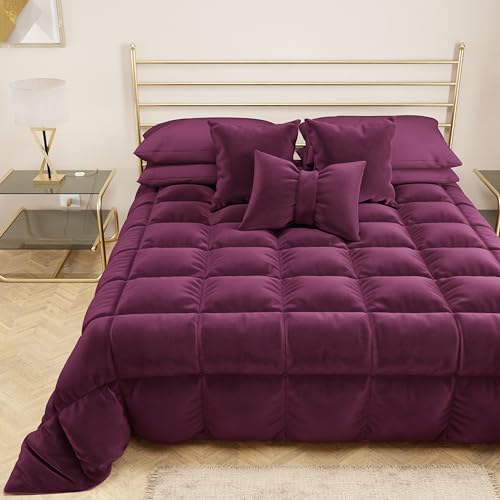 PETTI Artigiani Italiani Steppdecke aus weichem und warmem Samt 350 g/m², Einzelbettdecke, doppelseitig, Steppdecke für Einzelbett: 160 x 260 cm, Pflaume, 100% Made in Italy PETTI Artigiani Italiani Steppdecke aus weichem und warmem Samt 350 g/m², Einzelbettdecke, doppelseitig, Steppdecke für Einzelbett: 160 x 260 cm, Pflaume, 100% Made in Italy von PETTI Artigiani Italiani