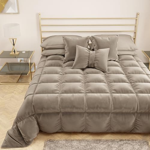PETTI Artigiani Italiani Steppdecke aus weichem und warmem Samt 350 g/m², Einzelbettdecke, doppelseitig, Einzelbettdecke: 160 x 260 cm, Schlamm, 100% Made in Italy PETTI Artigiani Italiani Steppdecke aus weichem und warmem Samt 350 g/m², Einzelbettdecke, doppelseitig, Einzelbettdecke: 160 x 260 cm, Schlamm, 100% Made in Italy von PETTI Artigiani Italiani