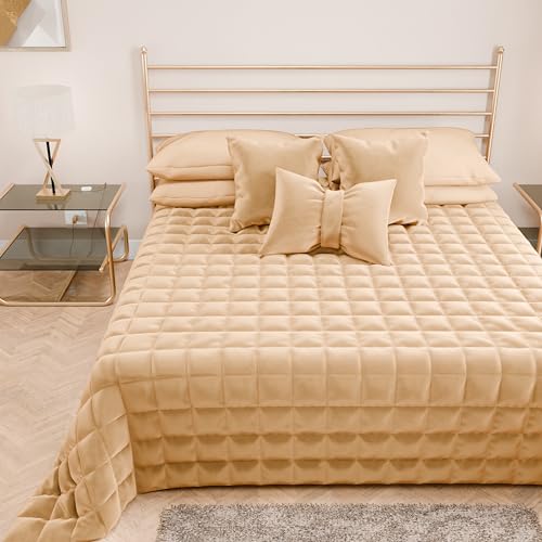 PETTI Artigiani Italiani - Steppdecke für Einzelbett, aus weichem und warmem Samt, Frühlings-Steppdecke für Herbst, Einzelbett, Gold, 100% Made in Italy von PETTI Artigiani Italiani