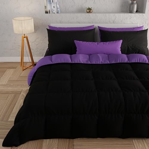 PETTI Artigiani Italiani - Steppdecke für französisches Bett, für französisches Bett, einfarbig, violett, 100% Made in Italy von PETTI Artigiani Italiani