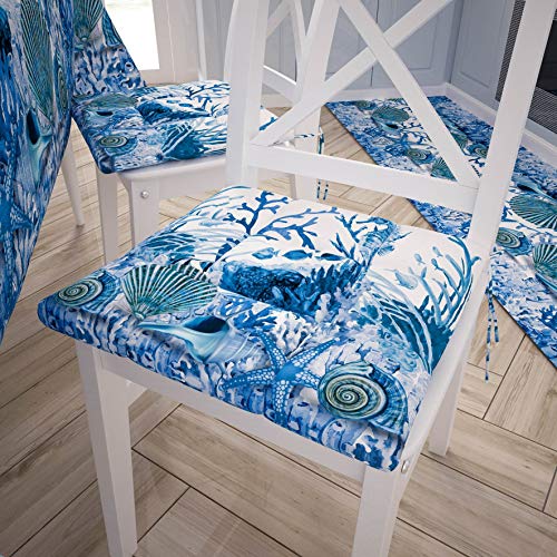 PETTI Artigiani Italiani - Stuhlkissen, Esszimmerstuhlkissen mit Bändern, abnehmbare Sitzkissen, gestepptes Mikrofaser-Stuhlkissen, 100% Made in Italy, Korallenblau PETTI Artigiani Italiani - Stuhlkissen, Esszimmerstuhlkissen mit Bändern, abnehmbare Sitzkissen, gestepptes Mikrofaser-Stuhlkissen, 100% Made in Italy, Korallenblau von PETTI Artigiani Italiani
