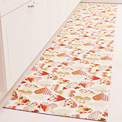 PETTI Artigiani Italiani - TPCD Küchenteppich Läufer Küche rutschfest und waschbar 52 x 180 cm Design Herzen Rot 100% Made in Italy von PETTI Artigiani Italiani