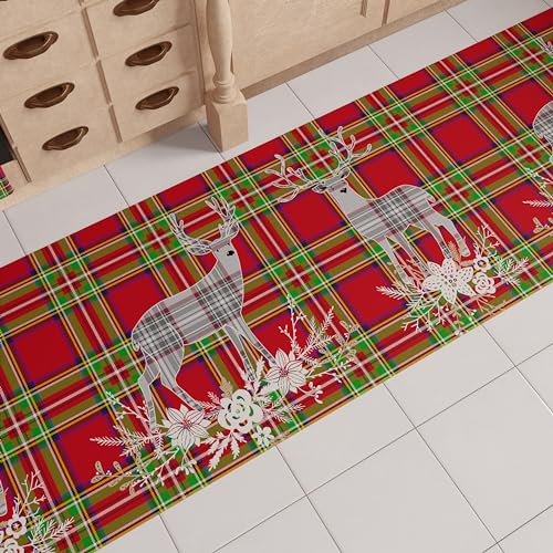 PETTI Artigiani Italiani TPCDN-MS1656, Küchenläufer für Weihnachten, rutschfest und waschbar, 52 x 140 cm, Design Rentier, grau, 100% Made in Italy von PETTI Artigiani Italiani