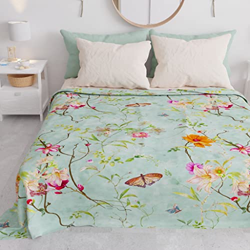 PETTI Artigiani Italiani - Tagesdecke für Doppelbett, leichte Doppelbettdecke, Tagesdecke, Spring Aquamarin 100% antiallergische Mikrofaser von PETTI Artigiani Italiani