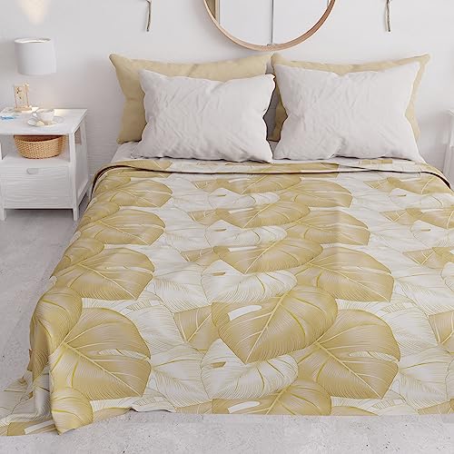 PETTI Artigiani Italiani - Tagesdecke für Doppelbett für Frühling und Sommer, leichte Decke für Doppelbett, Bettdecke, Topical Taupe 100% Made in Italy von PETTI Artigiani Italiani