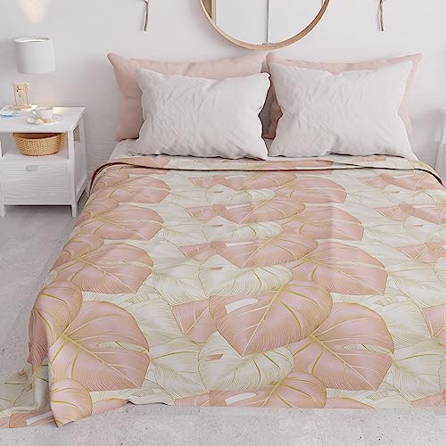 PETTI Artigiani Italiani - Tagesdecke für Doppelbett für Frühling und Sommer, leichte Decke für Doppelbett, Tagesdecke, Tropical Cipria 100% Made in Italy von PETTI Artigiani Italiani