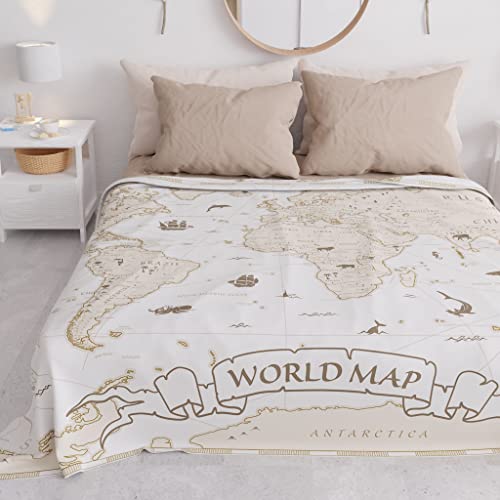 PETTI Artigiani Italiani - Tagesdecke für Einzelbett, Frühling und Sommer, leichte Einzelbettdecke, Bettdecke, World 01, 100% Made in Italy von PETTI Artigiani Italiani