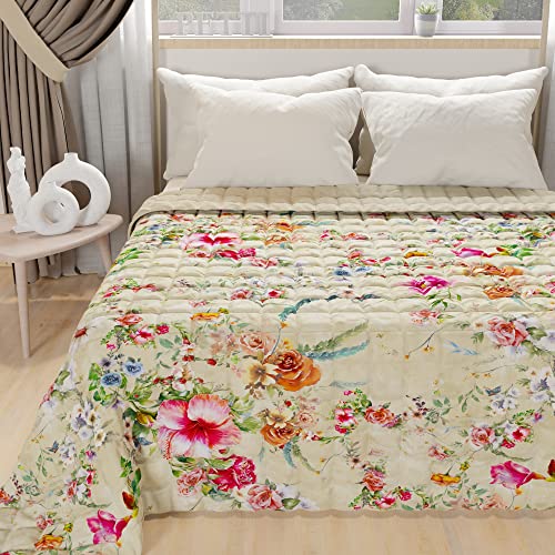 PETTI Artigiani Italiani - Sommer-Tagesdecke für Einzelbett, 170 x 260 cm, 100 g/m², wendbar, für Einzelbett, Frühlingsbett, leichte Steppdecke, Spring Taupe, 100% Made in Italy von PETTI Artigiani Italiani