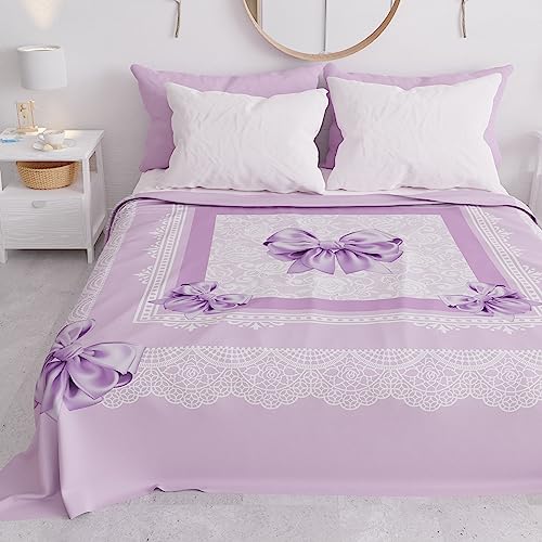 PETTI Artigiani Italiani - Tagesdecke für Einzelbett für Frühling und Sommer, leichte Einzelbettdecke, Bettdecke, Flieder 100% Made in Italy von PETTI Artigiani Italiani