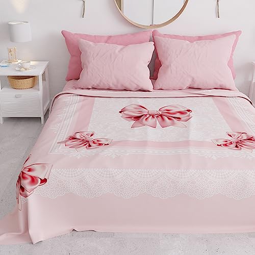 PETTI Artigiani Italiani - Tagesdecke für Einzelbett, Frühling und Sommer, leichte Einzelbettdecke, Bettwäsche, rosa Schleife, 100% Made in Italy PETTI Artigiani Italiani - Tagesdecke für Einzelbett, Frühling und Sommer, leichte Einzelbettdecke, Bettwäsche, rosa Schleife, 100% Made in Italy von PETTI Artigiani Italiani