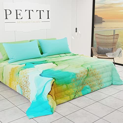 PETTI Artigiani Italiani - Tagesdecke für Frühjahr/Sommer, Einzelbett, ethnisches Design 02, 100% hypoallergene Mikrofaser, hergestellt in Italien von PETTI Artigiani Italiani