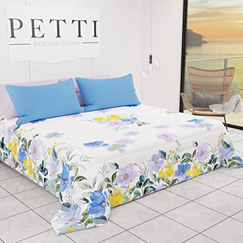 PETTI Artigiani Italiani - Tagesdecke für Frühling, Sommer, französisches Bett, Blumen-Design 04, 100% hypoallergen, Mikrofaser, 100% Made in Italy von PETTI Artigiani Italiani