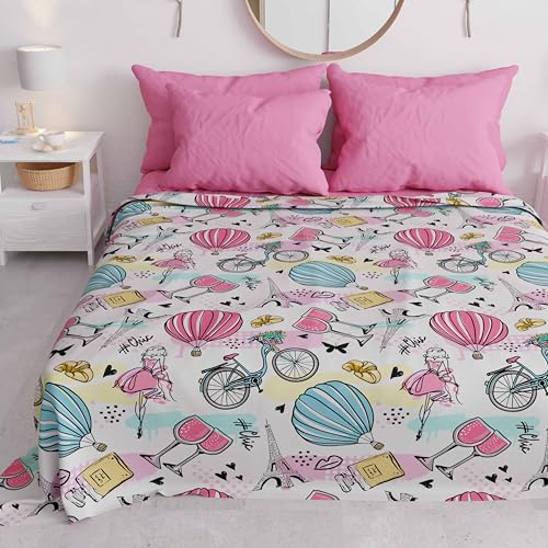 PETTI Artigiani Italiani - Tagesdecke für Kinder, Mädchen, Frühling, Sommer, 265 x 260 cm, 2-Sitzer, leichte Decke für Doppelbett, Motiv Paris Chic, 100% Made in Italy PETTI Artigiani Italiani - Tagesdecke für Kinder, Mädchen, Frühling, Sommer, 265 x 260 cm, 2-Sitzer, leichte Decke für Doppelbett, Motiv Paris Chic, 100% Made in Italy von PETTI Artigiani Italiani