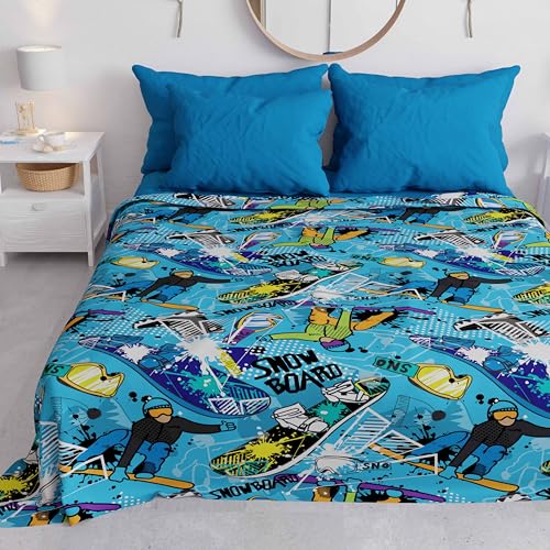 PETTI Artigiani Italiani - Tagesdecke für Kinder, Mädchen, Frühling und Sommer, 265 x 260 cm, 2-Sitzer, leichte Decke mit Snowboard, 100% Made in Italy PETTI Artigiani Italiani - Tagesdecke für Kinder, Mädchen, Frühling und Sommer, 265 x 260 cm, 2-Sitzer, leichte Decke mit Snowboard, 100% Made in Italy von PETTI Artigiani Italiani
