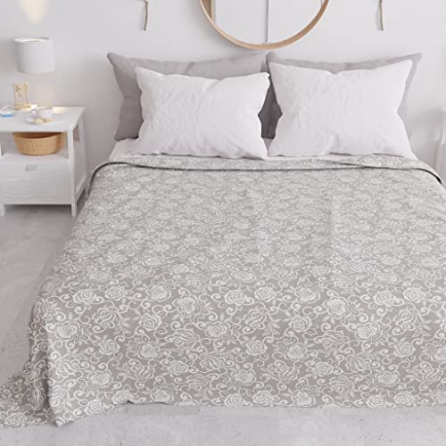 PETTI Artigiani Italiani - Tagesdecke für französisches Bett für Frühling und Sommer, leichte Decke für französisches Bett, Tagesdecke, Spitze Taupe 100% Made in Italy von PETTI Artigiani Italiani