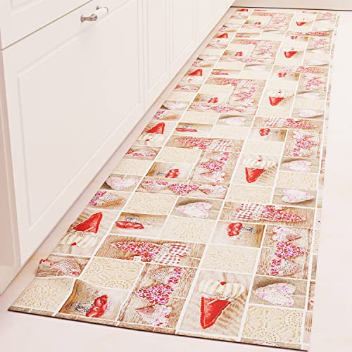 PETTI Artigiani Italiani - Teppich Küchenläufer rutschfest und waschbar 52 x 240 cm Design Lidia Rot 100% Made in Italy von PETTI Artigiani Italiani