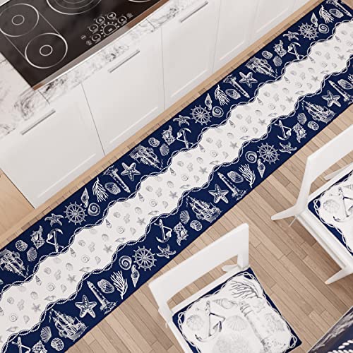 PETTI Artigiani Italiani - Teppich für Küche, Läufer für Küche, rutschfest und waschbar, 52 x 380 cm, Marine-Design 02, 100% Made in Italy von PETTI Artigiani Italiani