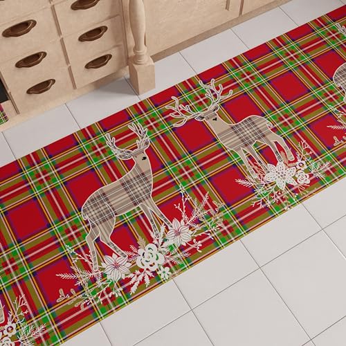 PETTI Artigiani Italiani - Teppich für Küche, Weihnachten, Läufer für Küche, rutschfest und waschbar, 52 x 100 cm, Design Rentier, Beige, 100% Made in Italy von PETTI Artigiani Italiani