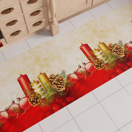 PETTI Artigiani Italiani - Teppich für Küche, Weihnachten, Läufer für Küche, rutschfest und waschbar, 52 x 240 cm, Design Kerzen 100% Made in Italy von PETTI Artigiani Italiani