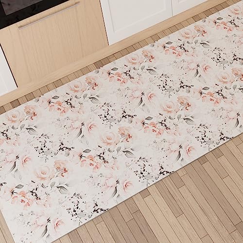 PETTI Artigiani Italiani - Teppich für Küche, rutschfest, waschbar, 52 x 240 cm, florales Design 17 Weiß, 100% Made in Italy von PETTI Artigiani Italiani