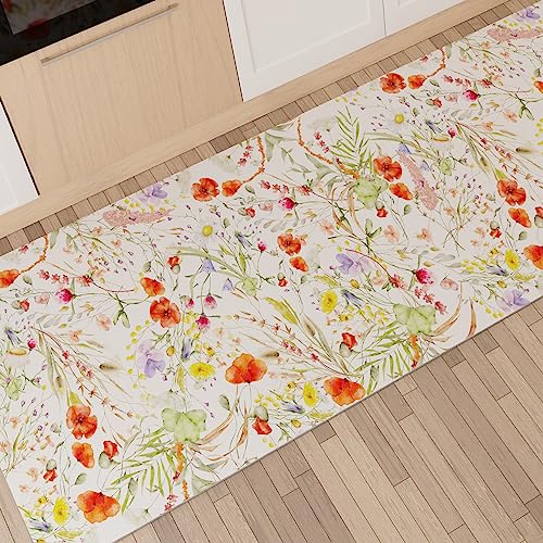 PETTI Artigiani Italiani - Teppich für Küche, rutschfest, waschbar, Läufer für Küche, Teppich, Küchenläufer, 52 x 380 cm, Blumenmuster 10, 100% Made in Italy von PETTI Artigiani Italiani