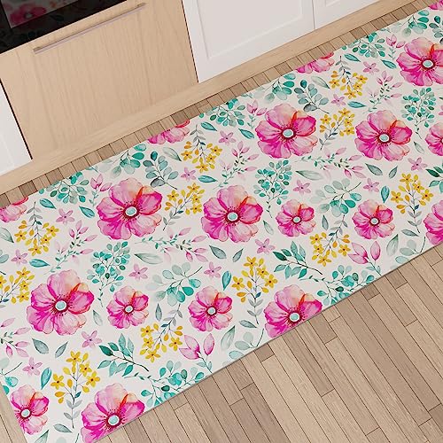 PETTI Artigiani Italiani - Teppich für Küche, rutschfest und waschbar, 52 x 140 cm, florales Design 01, 100% Made in Italy von PETTI Artigiani Italiani