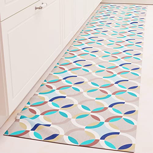 PETTI Artigiani Italiani - Teppich für Küche, rutschfest und waschbar, 52 x 180 cm, Blauer Kreis, 100% Made in Italy von PETTI Artigiani Italiani