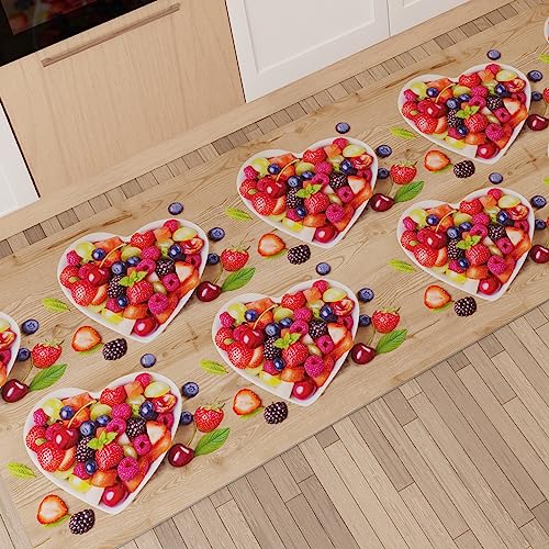 PETTI Artigiani Italiani - Teppich für Küche, rutschfest und waschbar, 52 x 380 cm, Design Erdbeeren, 100% Made in Italy von PETTI Artigiani Italiani
