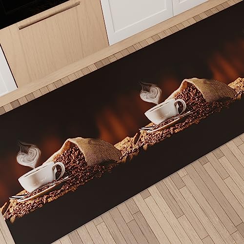 PETTI Artigiani Italiani - Teppich für Küche, rutschfest und waschbar, 52 x 380 cm, Design Kaffee 1 100% Made in Italy von PETTI Artigiani Italiani